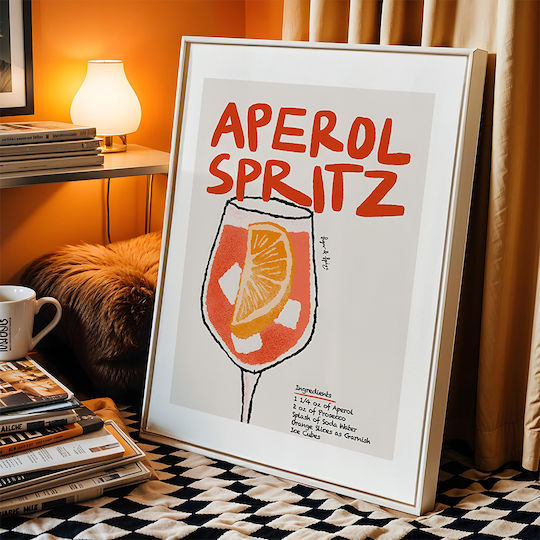 Плакат Aperol Spritz Recipe Pst25324 21см X 30см Бяла Рамка PVC