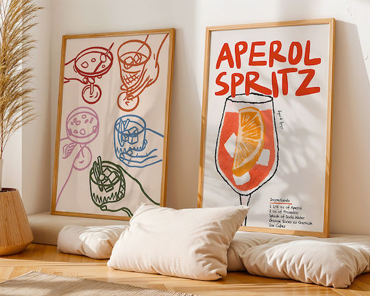Плакат Aperol Spritz Recipe Pst25324 21см X 30см Бяла Рамка PVC