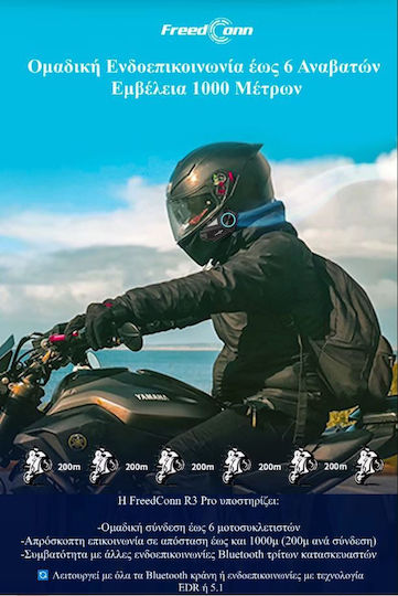 FreedConn R3 Single Motorcycle Communication for Helmet with Bluetooth & Camera