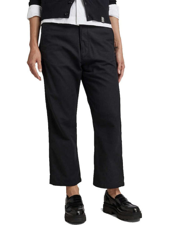 Dama Pantaloni Chino cu Croială Relaxată Negru