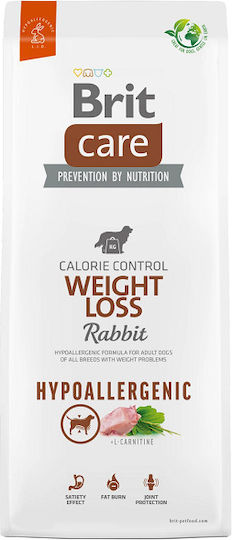 Brit Care Weight Loss Hypoallergenic 12kg Dry Food Diet, Gluten-Free for Adult Dogs with and Rabbit