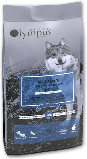 Black Olympus 12kg Trockenfutter ohne Gluten, mit wenig Getreide für erwachsene Hunde mit Lachs und Brauner Reis