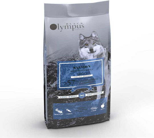 Black Olympus 12kg Trockenfutter ohne Gluten, mit wenig Getreide für erwachsene Hunde mit Lachs und Brauner Reis