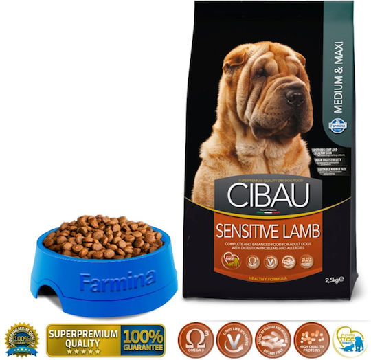 Farmina Cibau Sensitive Medium & Maxi 14kg Dry Food Gluten-Free for Adult Large Breed Dogs with Lamb