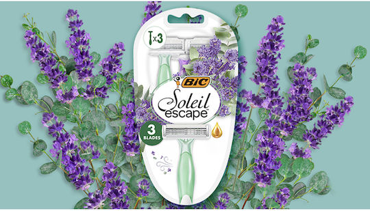 Bic Soleil Escape Λεβάντα & Ευκάλυπτος Ξυραφάκια Μιας Χρήσης 3τεμ