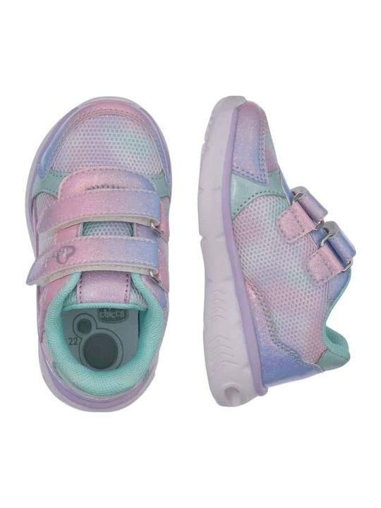Kids Anatomic Sneakers with Hoop & Loop Closure and Lights Multicolour