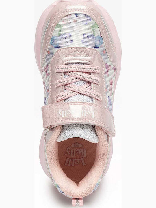 Kids Sneakers with Hoop & Loop Closure & Lights Pink
