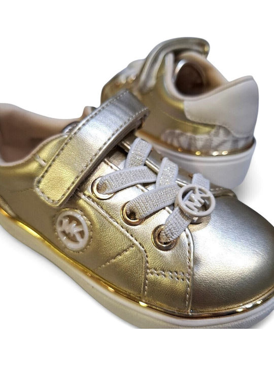 Kids Sneakers with Hoop & Loop Closure Gold