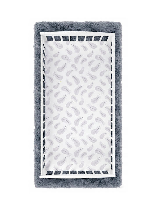BabyMam Lenjerie De Patut Bebe Pentru Patut Din Bumbac Cu Cauciuc Gri 90x40cm