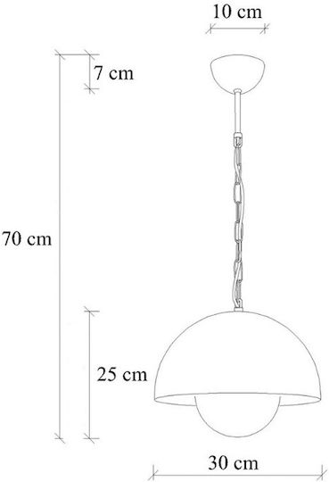 Megapap Neptun Pendulă Portocalie Tip Clopot cu Soclu E27 30x30x70cm