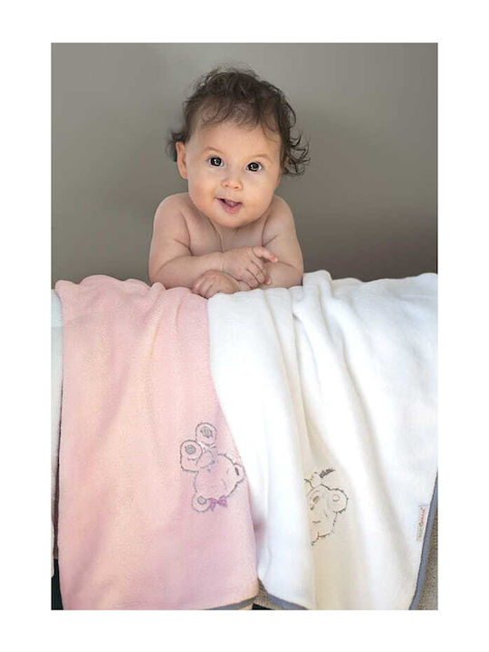BabyMam Pătură Pepinieră Swaddling Catifea Albă cu Animal 75x100 cm