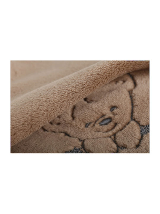 BabyMam Pătură Pepinieră Swaddling Catifea Maro cu Animal 75x100 cm