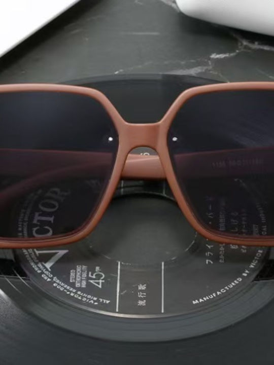 King Unisex Γυαλιά Ηλίου με Μπεζ Σκελετό και Μωβ Polarized Φακό SUNKI345-SN026