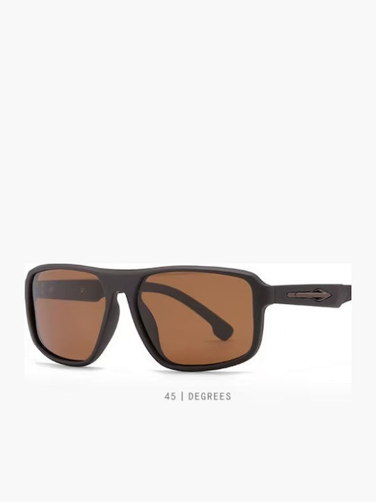 King Unisex Sunglasses with Black Frame and Brown Polarized Lens SUNKI345-SN021
