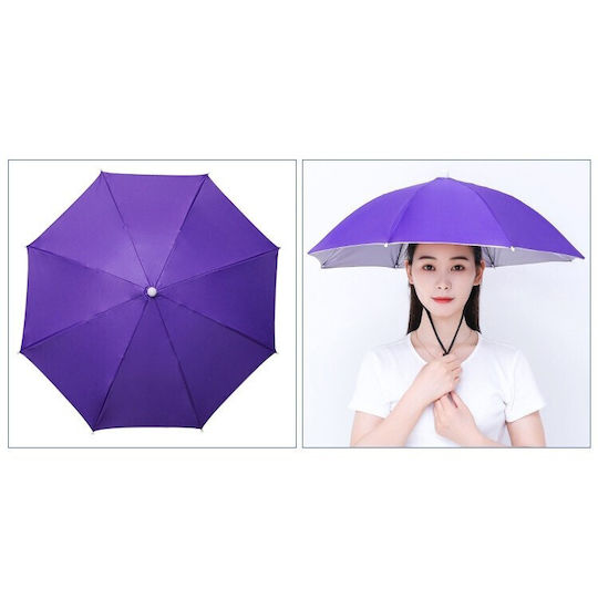 Umbrelă de Cap Alista Home Diametru 69 Cm Curea Reglabilă pentru Cap Protecție Împotriva Ploii și UV Violet