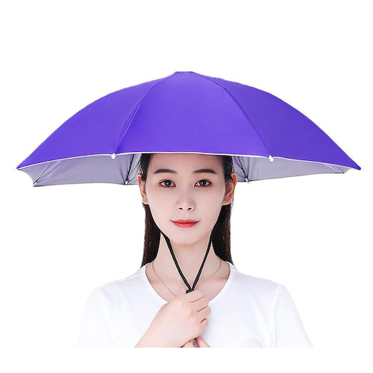 Umbrelă de Cap Alista Home Diametru 69 Cm Curea Reglabilă pentru Cap Protecție Împotriva Ploii și UV Violet