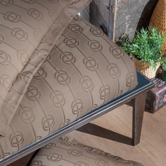 First Choice Set Huse Pentru Pilote Din Bumbac Dublu Cu 4 Fețe De Pernă Și 1 Cearceaf 200x220cm Norel Maro Deschis Geometric (Wicker)
