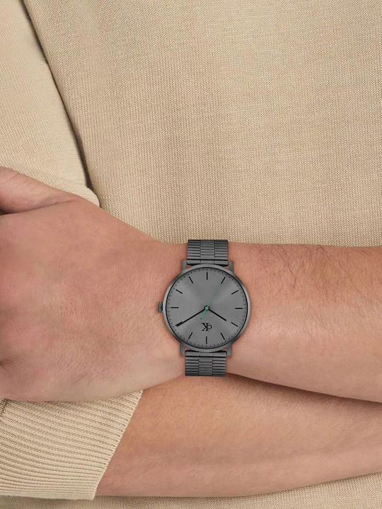 Calvin Klein Real Ανδρικό Ρολόι Μπαταρίας με Γκρι Μεταλλικό Μπρασελέ