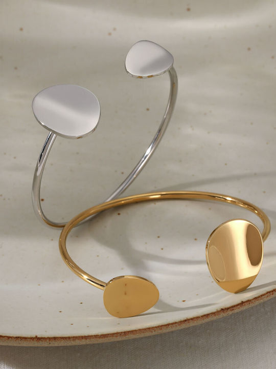 Elegant Women's Gold Plated Steel Handcuff Bracelet