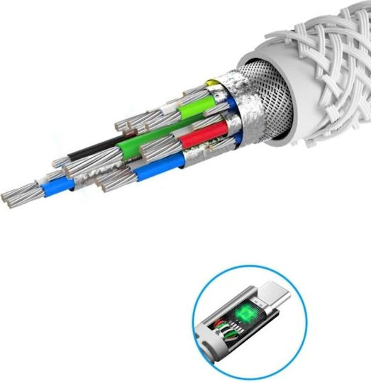 Swissten Kevlar USB-C Cable USB-C 60W 3A Extra Durable 1.5m White