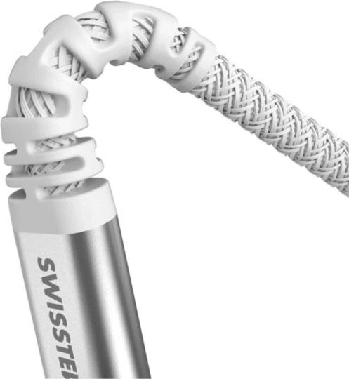 Swissten Kevlar Καλώδιο Usb-a Usb-c 60w 3a Extra Durable 1.5m 71541011 Άσπρο