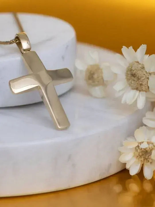 Men's Gold Cross 9K Double Sided with Chain