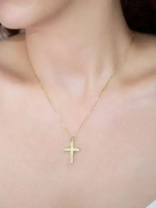 Men's Gold Cross 9K Double Sided with Chain