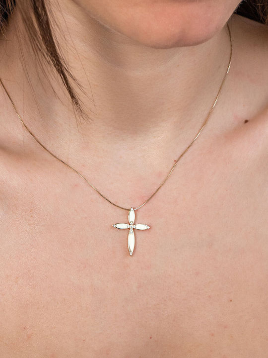 Kiriakos Gofas Women's Gold Cross 14K Double Sided Without Chain