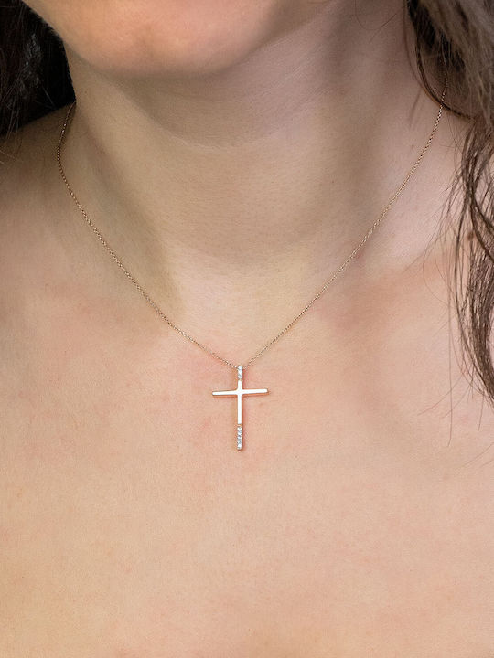 Kiriakos Gofas Crucifix Roz Aur 9K Cu Lanț