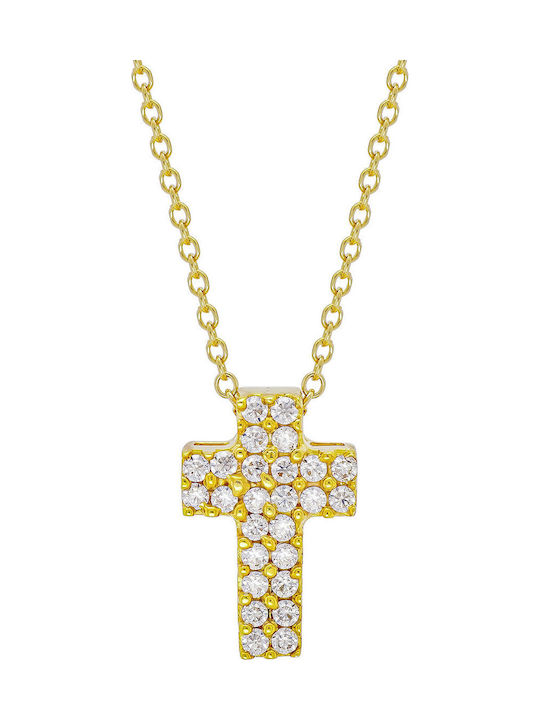 Kiriakos Gofas Damen Gold Kreuz 9K mit Kette