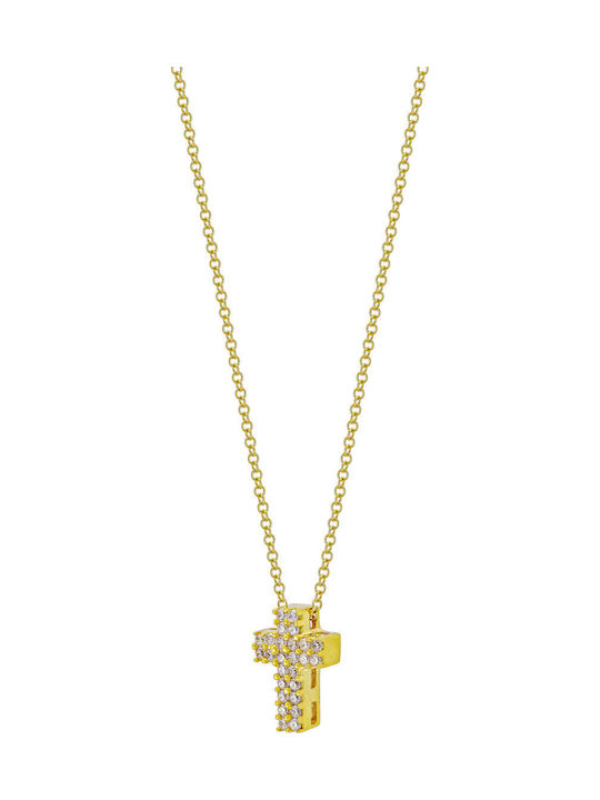 Kiriakos Gofas Damen Gold Kreuz 9K mit Kette