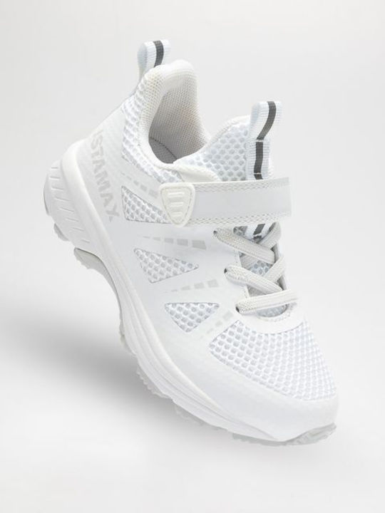 Kids Sports Shoes Running with Hoop & Loop Closure White
