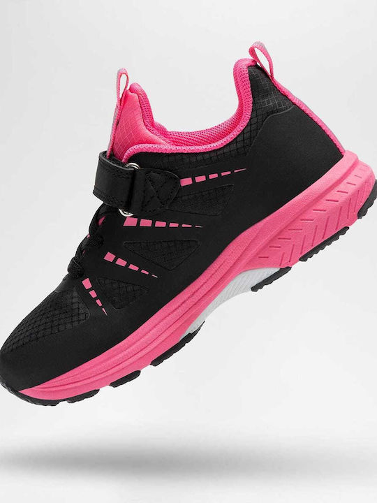 Kids Sports Shoes Running with Hoop & Loop Closure Black