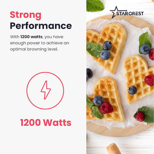 Starcrest Waffle Maker For Heart Waffles 1200W