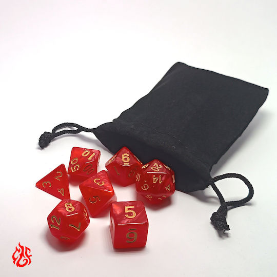 Dice Set Red Σετ Ακρυλικών Ζαριων Rpg Dungeons & Dragons Pathfinder Wargames