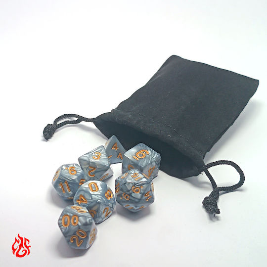 Dice Set Grey Σετ Ακρυλικών Ζαριων Rpg Dungeons & Dragons Pathfinder Wargames