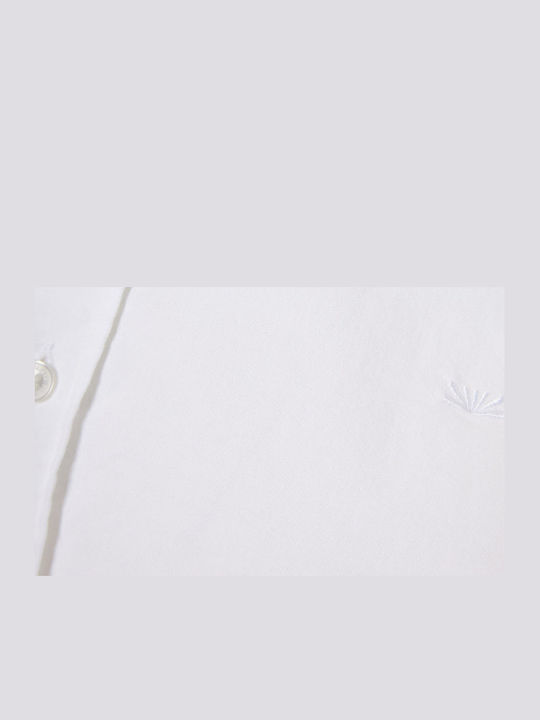 Long Sleeve Cotton Shirt in Regular Fit White