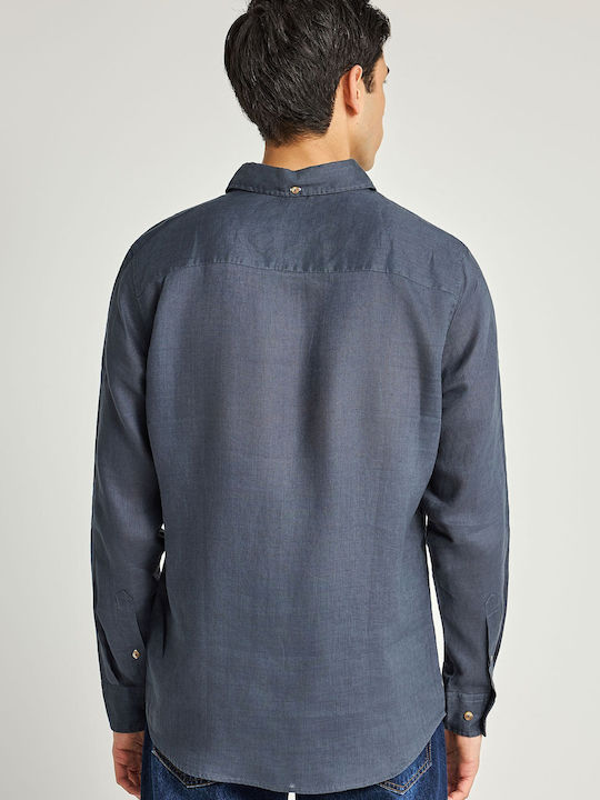 Long Sleeve Linen Shirt in Regular Fit Gray