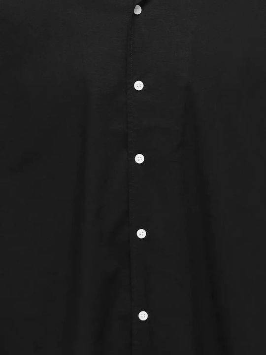 Kurzärmeliges Denim Herrenhemd Schwarz