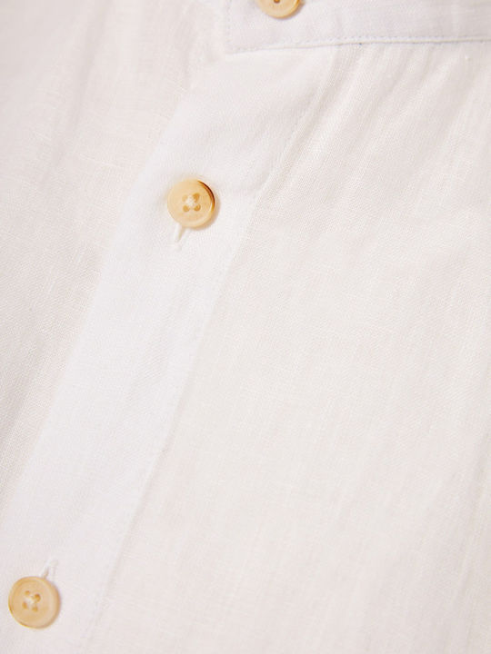 Long Sleeve Linen Shirt in Regular Fit White