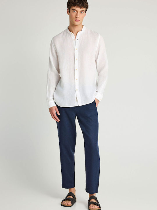 Long Sleeve Linen Shirt in Regular Fit White