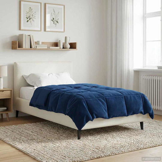 vidaXL Παπλωματοθήκη Μονή 140x200 Σκούρο Μπλε