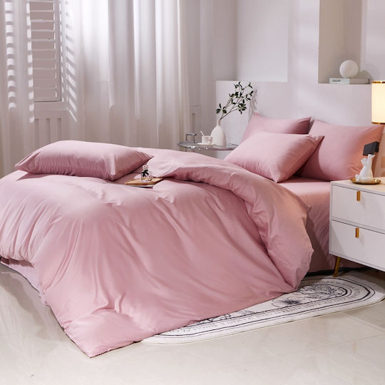 4 Seasons Collection Bettbezug Baumwolle Moni 160x240cm 1 Kissenbezug & 1 Bettlaken Rosa