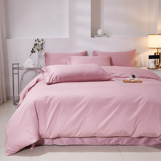 4 Seasons Collection Bettbezug Baumwolle Moni 160x240cm 1 Kissenbezug & 1 Bettlaken Rosa