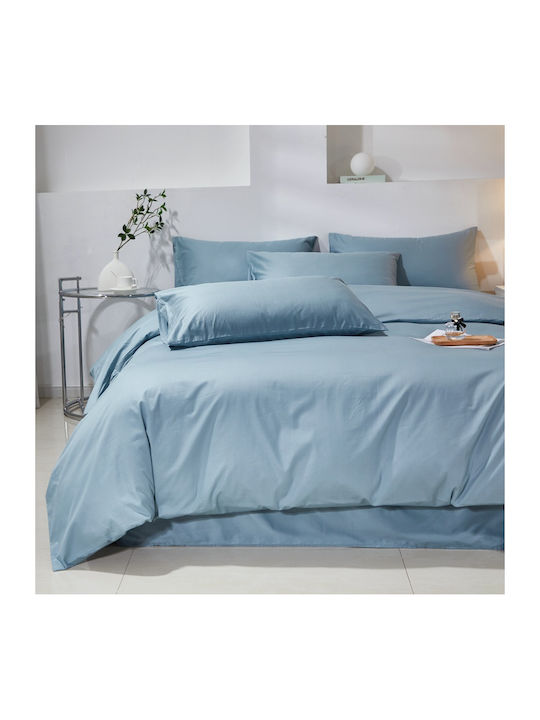 Σετ Παπλωματοθήκη Βαμβακέρή Μονή 160x240cm 1 Μαξιλαροθήκη & 1 Σεντόνι Γκριζομπλέ