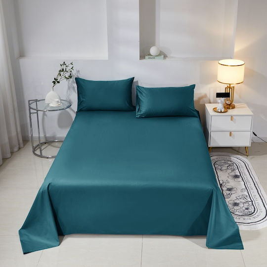 Σετ Παπλωματοθήκη Βαμβακέρή Μονή 160x240cm 1 Μαξιλαροθήκη & 1 Σεντόνι Τιρκουάζ