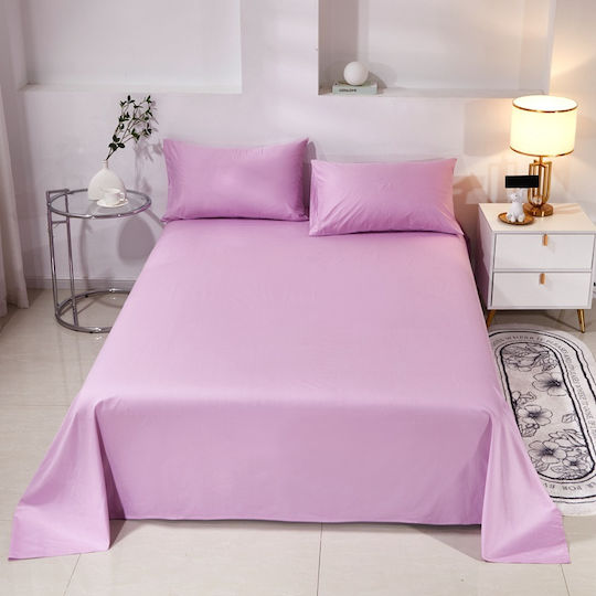 Single Cotton Duvet Cover Set 160x240cm 1 Pillowcase & 1 Lilac Bed Sheet