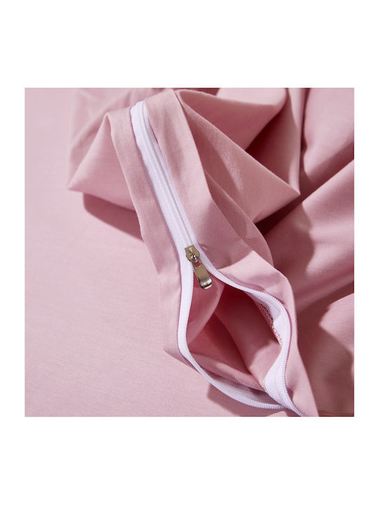 Cotton Single Duvet Cover Set 160x240cm 1 Pillowcase & 1 Bed Sheet Pink