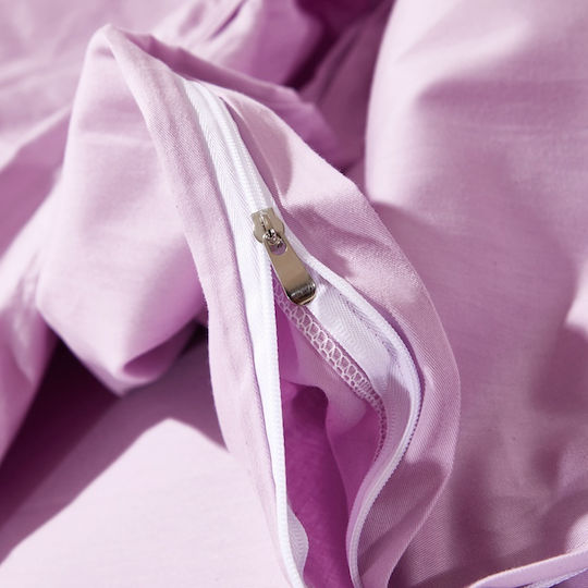 Single Cotton Duvet Cover Set 160x240cm 1 Pillowcase & 1 Lilac Bed Sheet