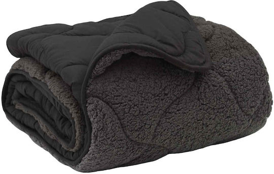 vidaXL Κουβέρτα Fleece Μονή 155x220εκ. Ανθρακί